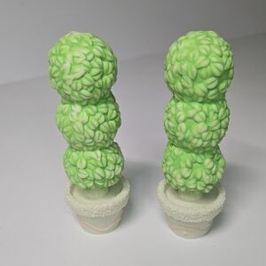 pair of Department 56 Snowbunnies "Shrubs-in-a-Tub Topiary